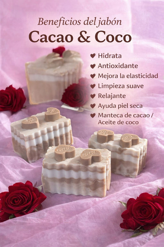 Loving Hands Glow & Bath | Homemade soap bar - Cacao & Coco | Jabón casero en barra - Cacao y Coco