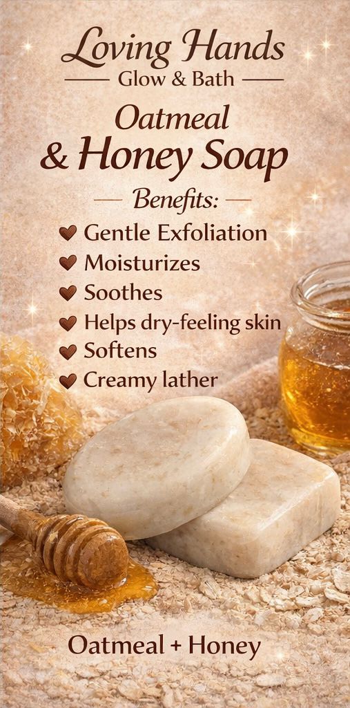 Loving Hands Glow & Bath | Homemade soap bar - Oatmeal & Honey Soap Bar | Jabón casero en barra - Jabón de Avena y Miel
