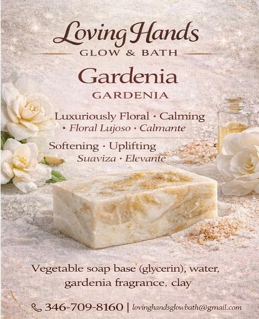 Loving Hands Glow & Bath | Homemade soap bar - Gardenia | Jabón casero en barra - Gardenia