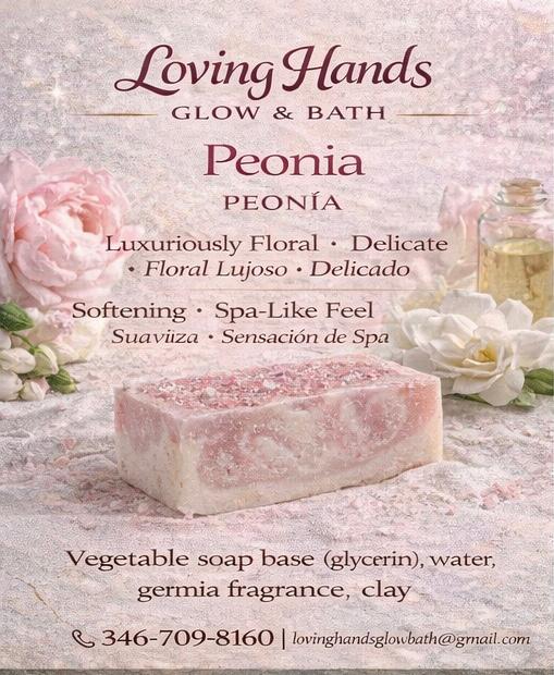 Loving Hands Glow & Bath | Homemade soap bar - Peonia | Jabón casero en barra - Peonia