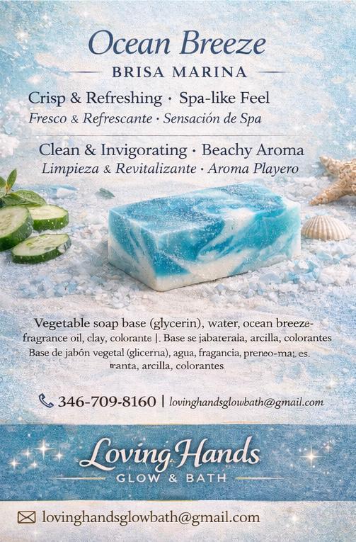 Loving Hands Glow & Bath | Homemade soap bar - Ocean Breeze | Jabón casero en barra - Brisa Oceánica