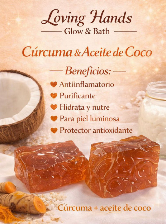 Loving Hands Glow & Bath | Homemade soap bar - Turmeric & Coconut Oil | Jabón casero en barra - Cúrcuma y Aceite de Coco