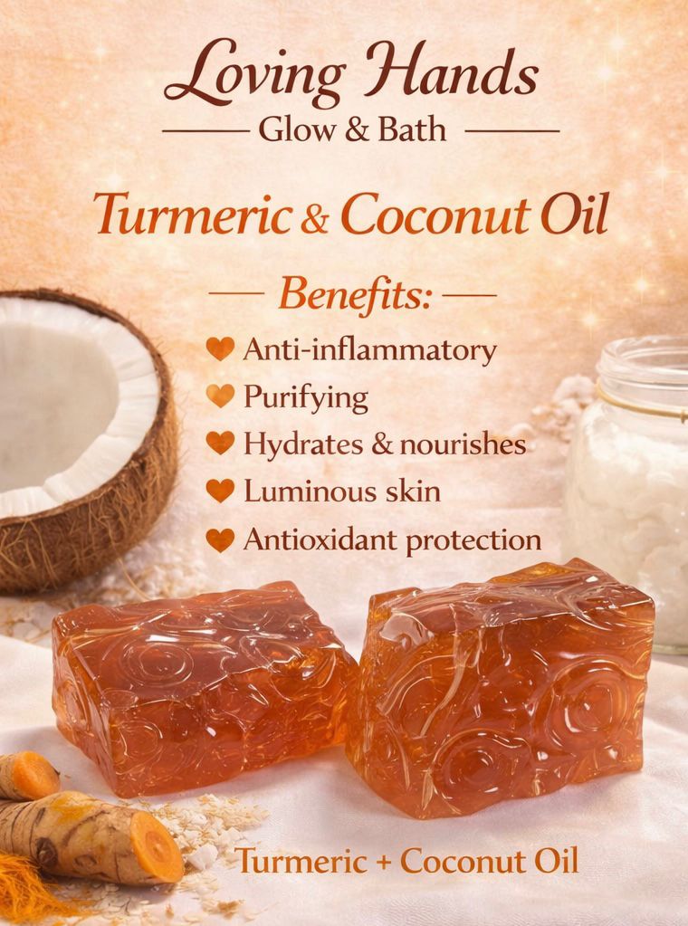 Loving Hands Glow & Bath | Homemade soap bar - Turmeric & Coconut Oil | Jabón casero en barra - Cúrcuma y Aceite de Coco